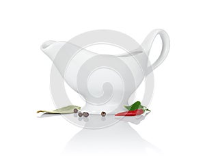 Ceramic sauceboat with spice photo