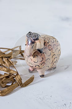 Ceramic sheep. Handmade figure of sheep