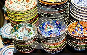 Ceramic souvenir bowls with Ottoman style patterns