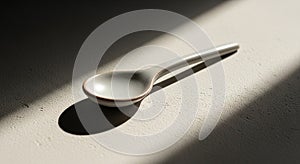 A ceramic spoon rests on a