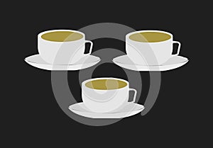 Ceramic tea cups filled with tea graphic design