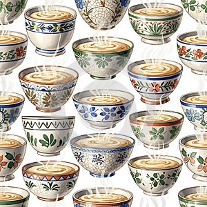 Ceramic Tea Cups with Floral Patterns