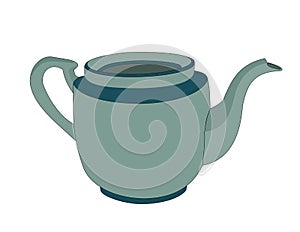 Isolated green ceramic tea pot