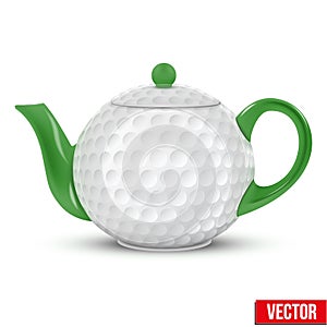 Ceramic Teapot In Golf Ball Style. Football Vector