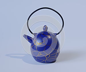 Ceramic Teapot. Kintsugi is the Japanese art of repairing broken pottery