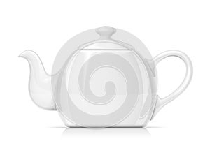 Ceramic teapot. Porcelain kettle for tea. Vector illustration.