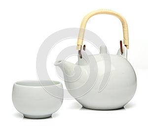 Ceramic teapot and a tea cup