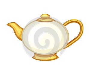 Ceramic teapot vector illustration inflat style. Vector illustration isolated on white background.