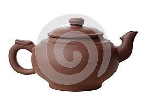 Ceramic teapot on the white background