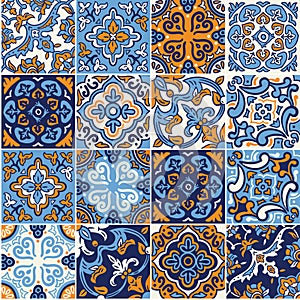 Ceramic tile with colorful patchwork in spanish style