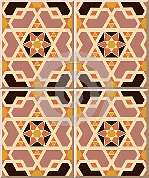 Ceramic tile pattern 405 Islamic geometry cross polygon star