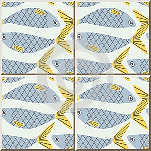 Ceramic tile pattern cartoon fish