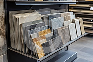 Ceramic Tile Samples on Display in Building Store