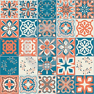 Ceramic tile, trendy patchwork ceramic tile design vector Illustration