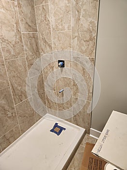 Ceramic tiled shower pre plumbed