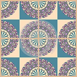 Ceramic tiles with lily-of-valley. Vector background. Interior design