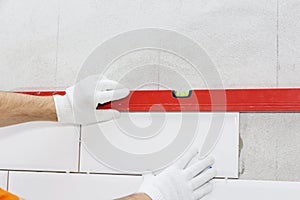 Ceramic tiles and tools for tiler, tiles installation. Home improvement, renovation - ceramic tile floor adhesive