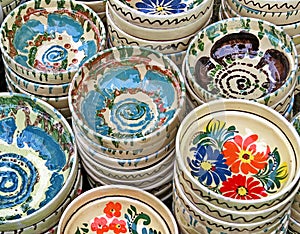 Ceramic traditional colored pottery, Romania