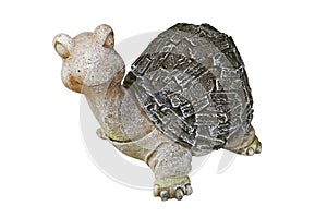 Ceramic turtle isolated on white background. Statue of a turtle for decorating the garden isolated on white background