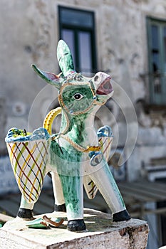 Ceramic typical donkey in amalfi coast