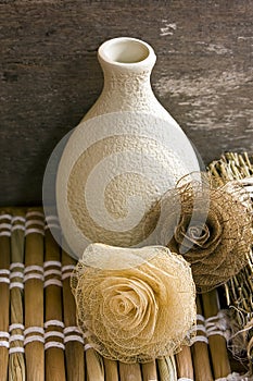 Ceramic vase with dry flowers