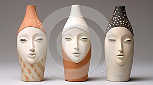 Ceramic Vases With Symbolic Faces: Traditional Techniques Reimagined