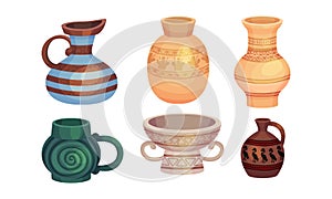 Ceramic Vessels and Containers for Interior and Kitchen Use Vector Set