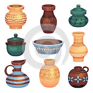 Ceramic Vessels and Containers for Interior and Kitchen Use Vector Set