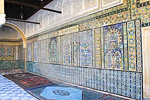 The Ceramic wall interior of Sidi Sahbi Mausoleum, Kairouan, Tunisia