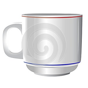 Ceramic white cup on white background.