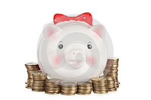 Ceramic white pig moneybox