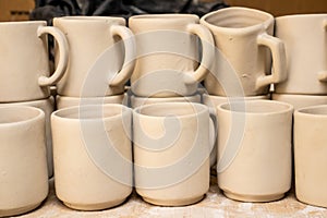 Ceramics on the elaboration process at a traditional factory at the small city of Raquira in Colombia