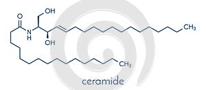 Ceramide cell membrane lipid molecule. Skeletal formula.