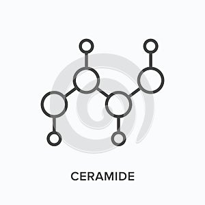 Ceramide mask flat line icon. Vector outline illustration of molecular formula. Black thin linear pictogram for lipids