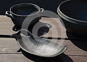 Ceramik tableware on a table