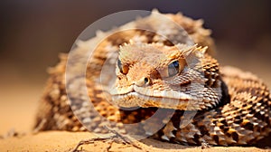 Cerastes cerastes commonly known as the Saharan Horned Viper. Generative AI