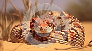 Cerastes cerastes commonly known as the Saharan Horned Viper. Generative AI