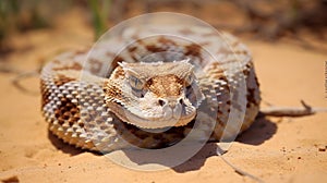 Cerastes cerastes commonly known as the Saharan Horned Viper. Generative AI