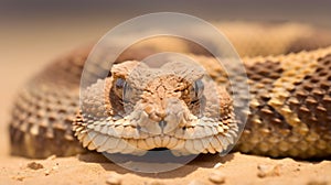 Cerastes cerastes commonly known as the Saharan Horned Viper. Generative AI