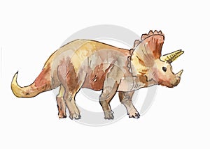 Ceratops watercolor illustration