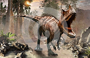 Ceratosaurus dinosaur scene 3D illustration photo