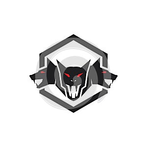 Cerberus heads icon logo vector photo