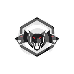 Cerberus heads icon logo vector