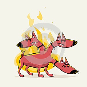 Cerberus the hellhound cartoon illustration