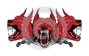 Cerberus. Vector illustration of a multi-headed dog, guarding the gates of the underworld of shadows, preventing the souls of the