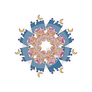 Cercle Border from creative seamless of Ramadan arabic calligraphy shaped in mandala ornaments style.