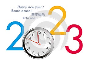 Greeting card with the concept of time passing by showing clockwise. photo