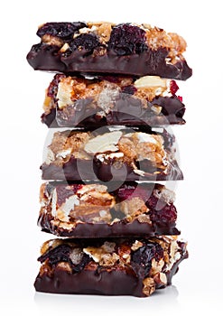 Cereal bar with almonds and cranberries chocolate