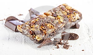 Cereal bar with chocolate