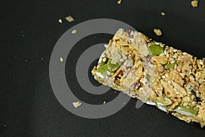 Cereal bar healthy diet food image close up